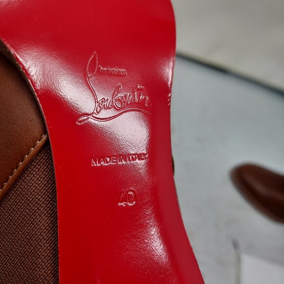 Christian Louboutin Brown Leather CL Chelsea Heel Boot - Picture 5 of 11